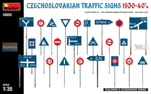 MIA35655 1:35 Miniart Czechoslovokian Traffic Signs 1930-40's