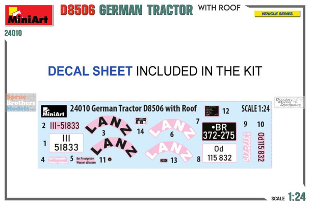 MIA24010 1:24 Miniart German Tractor D8506 with Roof