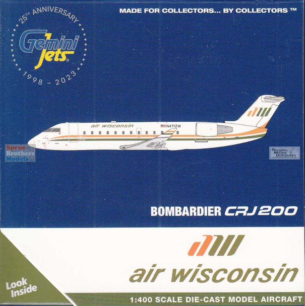 GEMGJ2211 1:400 Gemini Jets Air Wisconsin CRJ-200LR Reg #N471ZW (pre-painted/pre-built)