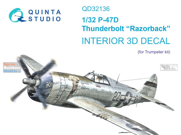 QTSQD32136 1:32 Quinta Studio Interior 3D Decal - P-47D Thunderbolt Razorback (TRP kit)