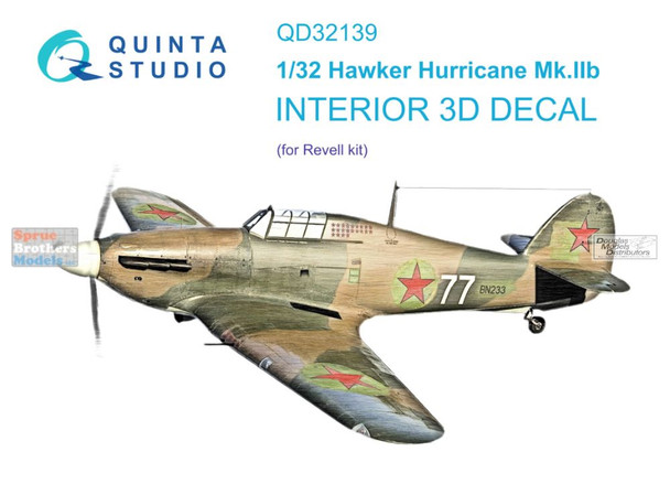 QTSQD32139 1:32 Quinta Studio Interior 3D Decal - Hurricane Mk.IIb (REV kit)