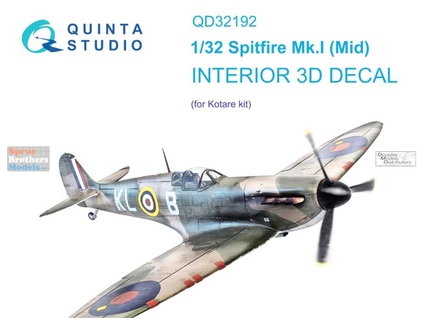 QTSQD32192 1:32 Quinta Studio Interior 3D Decal -Spitfire Mk.I (Mid) (KOT kit)