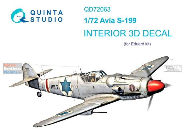 QTSQD72063 1:72 Quinta Studio Interior 3D Decal - Avia S-199 (EDU kit)