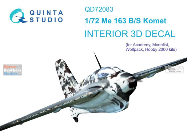 QTSQD72083 1:72 Quinta Studio Interior 3D Decal - Me163B Me163S Komet (ACA/WPD/H2K kit)
