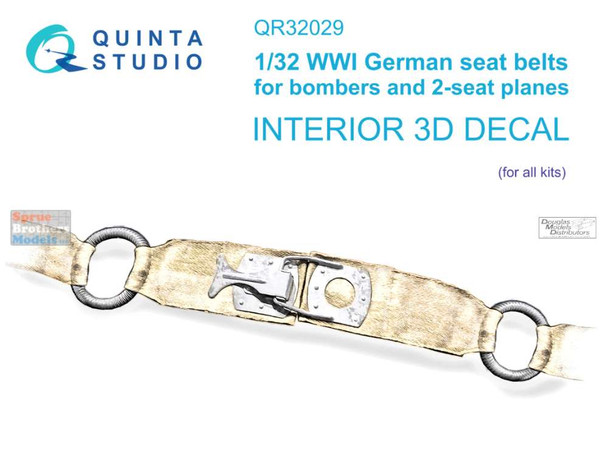 QTSQR32029 1:32 Quinta Studio Interior 3D Decal - WWI German Seat Belts for Bombers and 2-Seat Planes