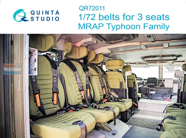 QTSQR72011 1:72 Quinta Studio Interior 3D Decal - Belts for 3 Seats MRAP Typhoon Family