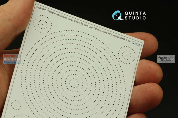 QTSQRV046 Quinta Studio 3D Decal - 1:24 Radial Riveting Rows (black) [0.25mm / gap 1.0mm]