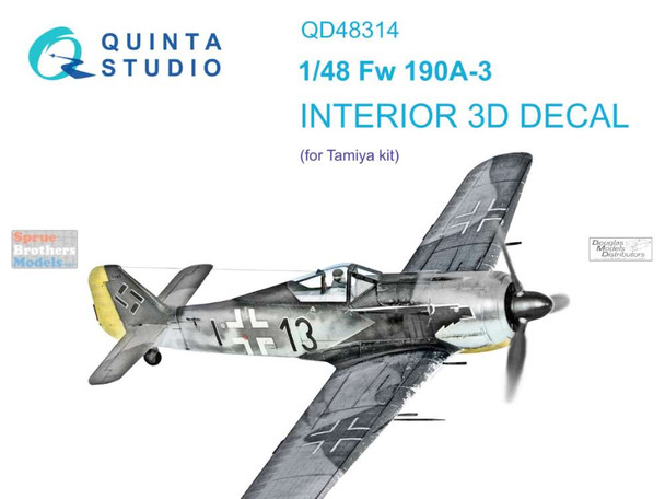 QTSQD48314 1:48 Quinta Studio Interior 3D Decal - Fw190A-3 (TAM kit)