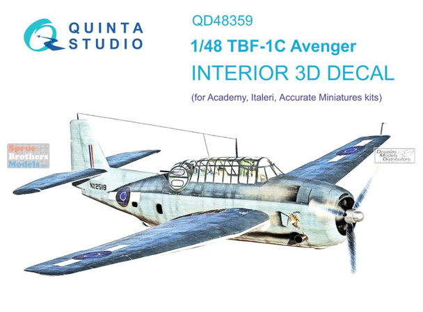 QTSQD48359 1:48 Quinta Studio Interior 3D Decal - TBF-1C Avenger (ACA/ITA/ACM kit)