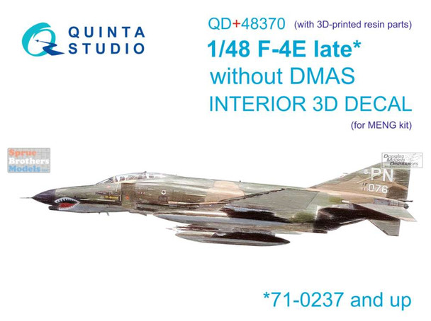 QTSQD48370R 1:48 Quinta Studio Interior 3D Decal - F-4E Phantom II Late without DMAS with Resin Part (MNG kit)