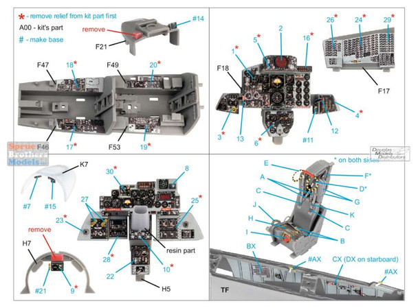 QTSQD48371R 1:48 Quinta Studio Interior 3D Decal - F-4E Phantom II Late with DMAS with Resin Part (MNG kit)