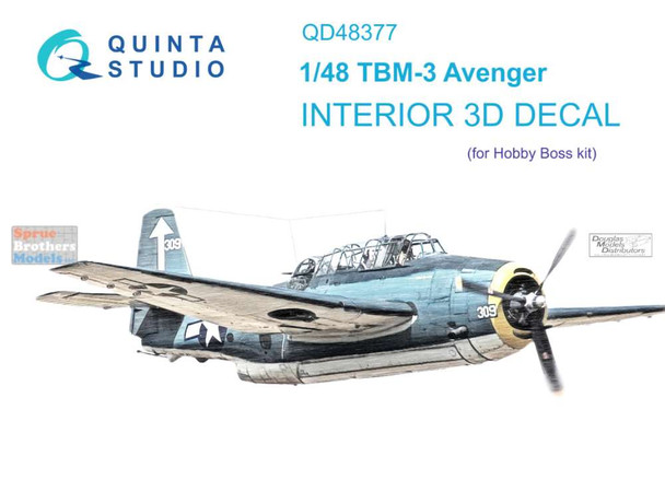 QTSQD48377 1:48 Quinta Studio Interior 3D Decal - TBM-3 Avenger (HBS kit)