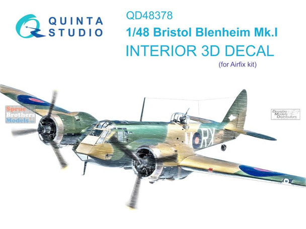 QTSQD48378 1:48 Quinta Studio Interior 3D Decal - Bristol Blenheim Mk.I (AFX kit)