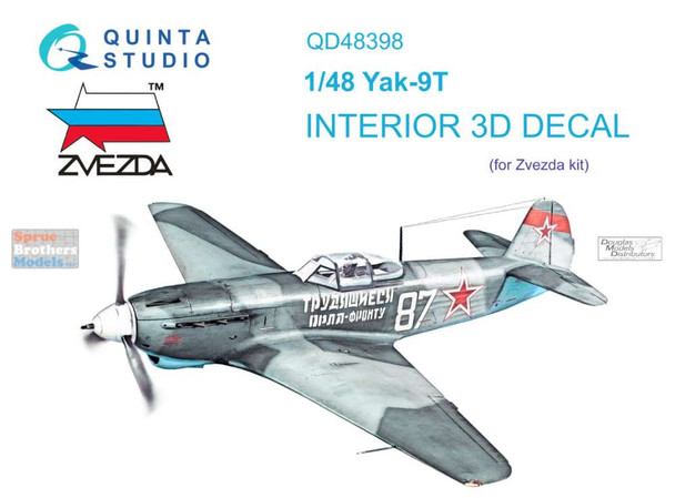 QTSQD48398 1:48 Quinta Studio Interior 3D Decal - Yak-9T (ZVE kit)