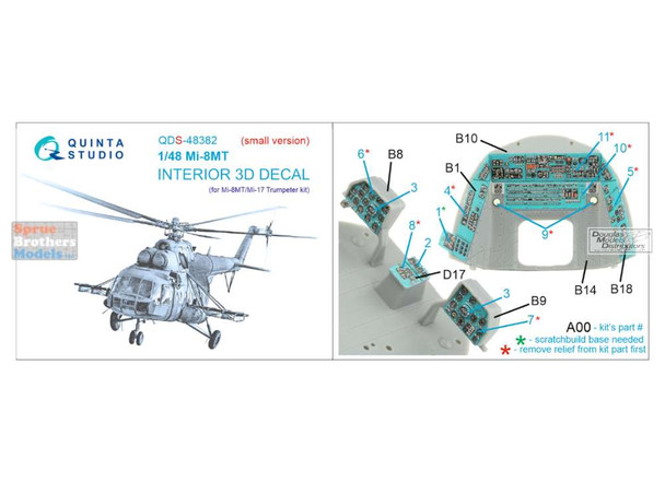 QTSQDS48382 1:48 Quinta Studio Interior 3D Decal - Mi-8MT Hip (TRP kit) Small Version