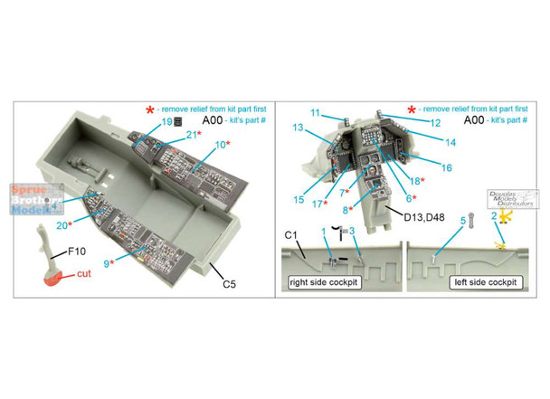 QTSQDS48388 1:48 Quinta Studio Interior 3D Decal - F-16A MLU Falcon (KIN kit) Small Version