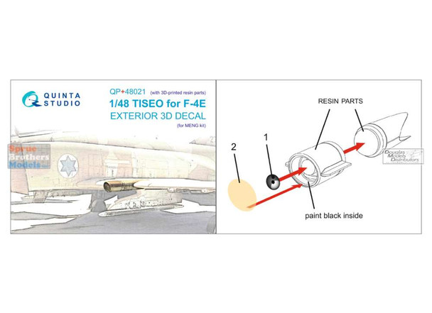 QTSQP48021R 1:48 Quinta Studio 3D Decal - TISEO for F-4E Phantom II with Resin Part (MNG kit)