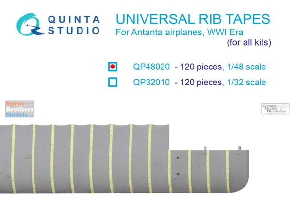 QTSQP48020 1:48 Quinta Studio 3D Decal - Universal Rib Tapes for Antanta Airplanes WWI Era