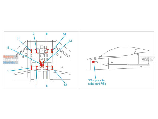 QTSQP48023 1:48 Quinta Studio 3D Decal - F-16C Block 40/42 Falcon Fuselage Reinforcement Plates (TAM kit)