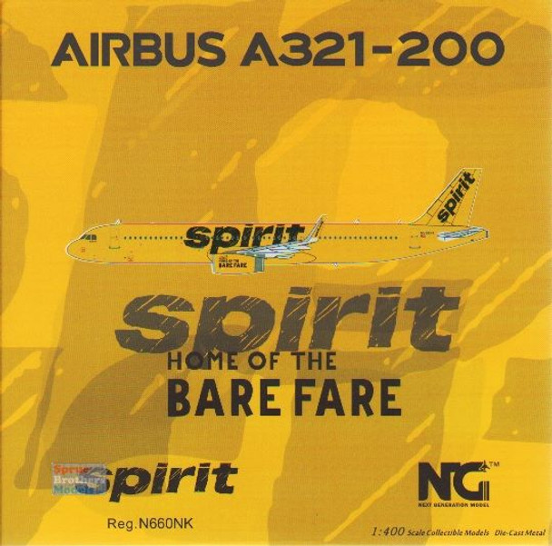 NGM13100 1:400 NG Model Spirit Airlines Airbus A321-200 Reg #N660NK (pre-painted/pre-built)