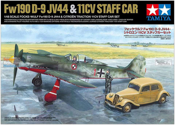 TAM25213 1:48 Tamiya Fw190D-9 JV44 & Citroen 11CV Staff Car [2 kits]