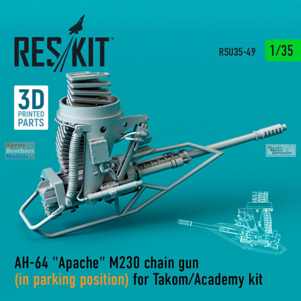 RESRSU350049U 1:35 ResKit AH-64 Apache M230 Chain Gun in Parking Postion (TAK/ACA kit)