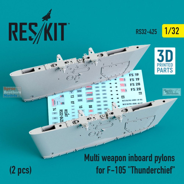 RESRS320425 1:32 ResKit Centerline Multi-Weapon Inboard Pylons for F-105 Thunderchief