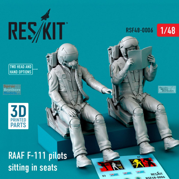 RESRSF480006F 1:48 ResKit RAAF F-111 Aardvark Pilots Sitting in Seats