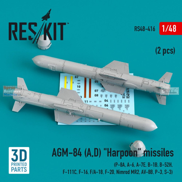 RESRS480416 1:48 ResKit AGM-84A AGM-84D Harpoon Missiles