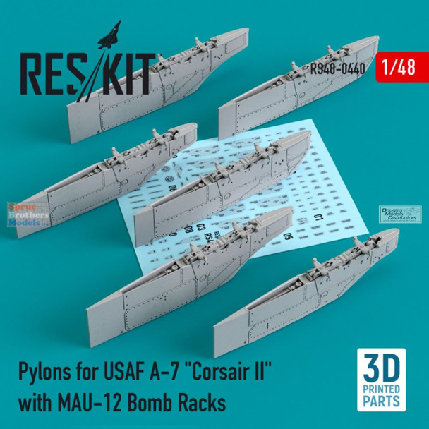 RESRS480440 1:48 ResKit Pylons with MAU-12 Bomb Racks for USAF A-7 Corsair II