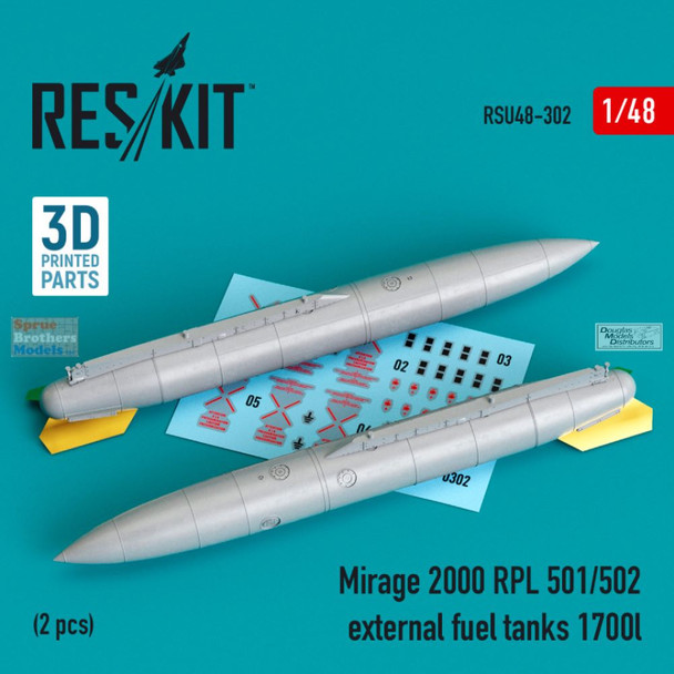 RESRSU480302U 1:48 ResKit Mirage 2000 RPL 501/502 External Fuel Tanks 1700L