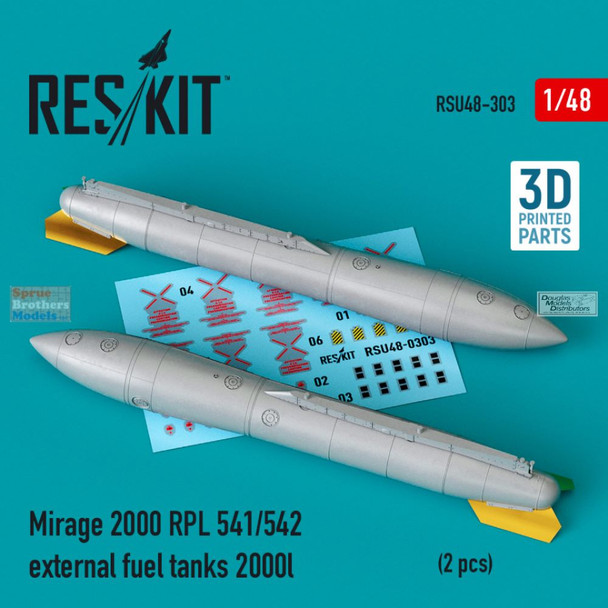 RESRSU480303U 1:48 ResKit Mirage 2000 RPL 541/542 External Fuel Tanks 2000L