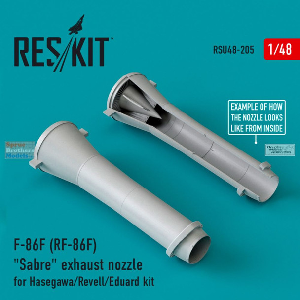 RESRSU480205U 1:48 ResKit F-86F RF-86F Sabre Exhaust Nozzle Set (HAS/REV/EDU kit)