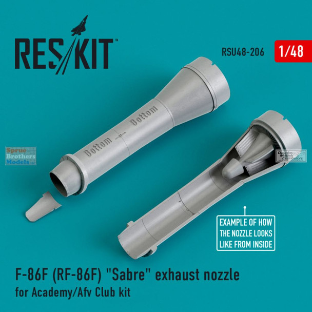 RESRSU480206U 1:48 ResKit F-86F RF-86F Sabre Exhaust Nozzle Set (ACA/AFV kit)