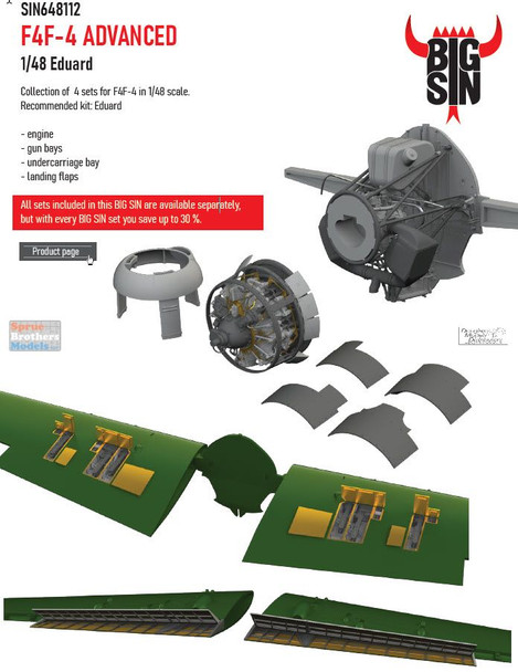 EDUSIN648112 1:48 Eduard BIG SIN F4F-4 Wildcat Advanced Detail Set (EDU kit)
