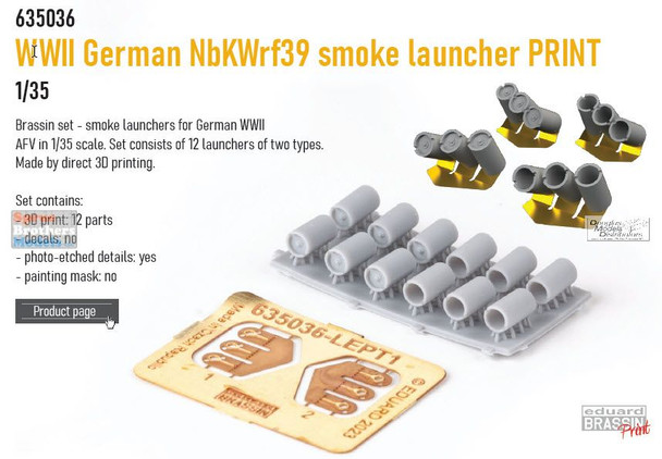 EDU635036 1:35 Eduard Brassin PRINT WW2 German NbKWrf39 Smoke Launchers