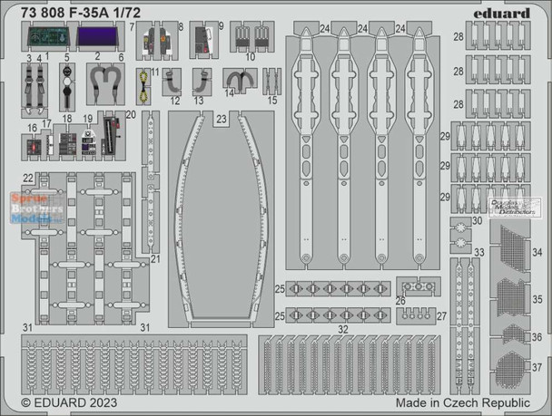 EDU73808 1:72 Eduard Color PE - F-35A Lightning II Detail Set (TAM kit)