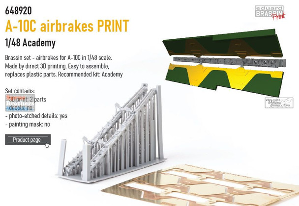 EDU648920 1:48 Eduard Brassin Print - A-10C Thunderbolt II Airbrakes (ACA kit)