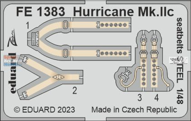 EDUFE1383 1:48 Eduard Color Zoom PE - Hurricane Mk.IIc Seatbelts [STEEL] (ARM kit)