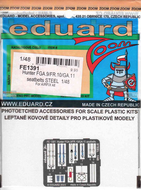 EDUFE1391 1:48 Eduard Color Zoom PE - Hunter FGA.9/FR.10/GA.11 Seatbelts [STEEL] (AFX kit)