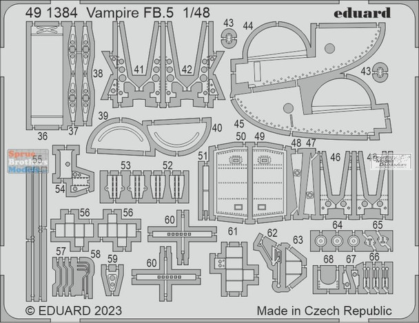 EDU491384 1:48 Eduard Color PE - Vampire FB.5 Detail Set (AFX kit)