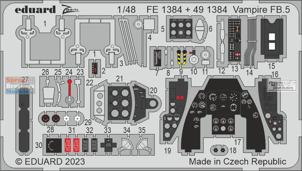 EDUFE1384 1:48 Eduard Color Zoom PE - Vampire FB.5 (AFX kit)