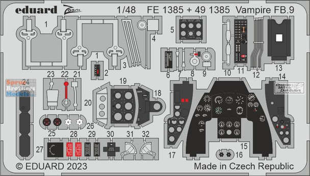 EDUFE1385 1:48 Eduard Color Zoom PE - Vampire FB.9 (AFX kit)