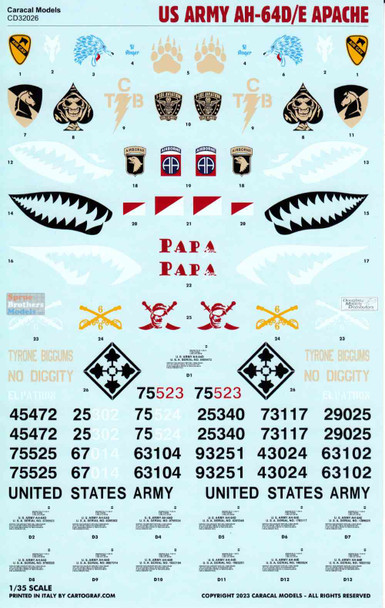 CARCD32026 1:35 Caracal Models Decals - AH-64D AH-64E Apache