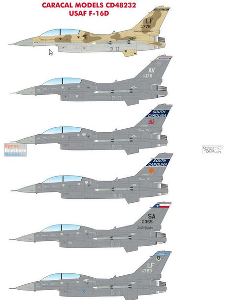 CARCD48232 1:48 Caracal Models Decals - F-16D Falcon 'Viper'