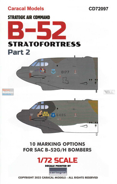 CARCD72097 1:72 Caracal Models Decals - Strategic Air Command B-52G B-52H Stratofortress Part 2