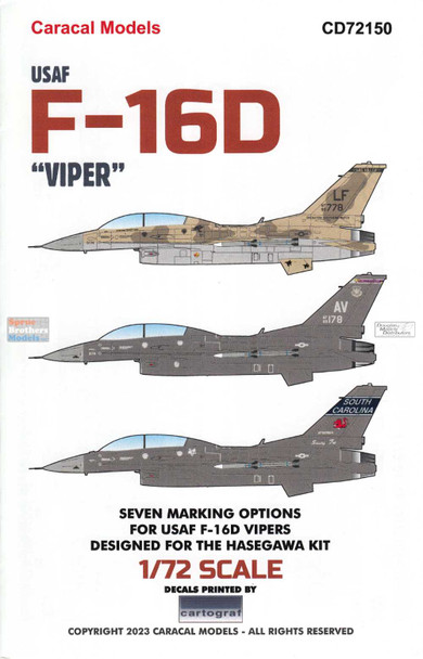 CARCD72150 1:72 Caracal Models Decals - F-16D Falcon ' Viper'