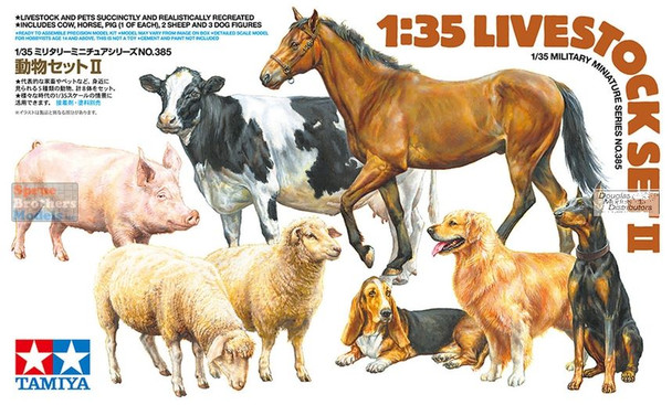 TAM35385 1:35 Tamiya Livestock Set 2