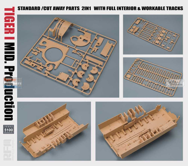 RFMRM5100 1:35 Rye Field Model Tiger I Mid with Cutaway Parts with Full Interior & Workable Tracks (2in1)