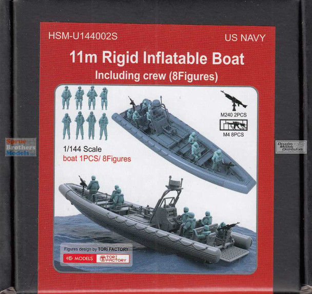 HSMU144002U 1:144 HS Models 11m Rigid Inflatable Boat Including Crew (8 figures)